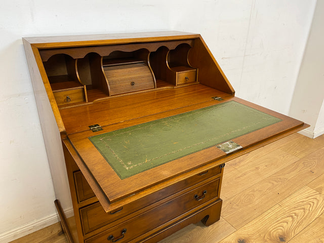 Hübscher Vintage Sekretär in englischem Stil mit stabiler Schreibklappe und Lederschreibunterlage I Schreibkommode Schreibschrank Schreibtisch Kommode Schubladenkommode Regency