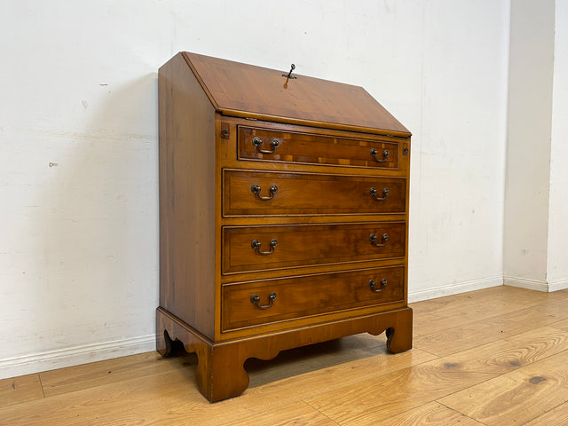 Hübscher Vintage Sekretär in englischem Stil mit stabiler Schreibklappe und Lederschreibunterlage I Schreibkommode Schreibschrank Schreibtisch Kommode Schubladenkommode Regency