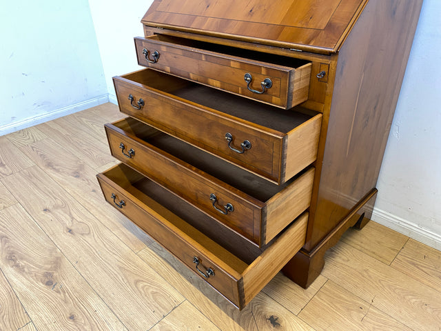 Hübscher Vintage Sekretär in englischem Stil mit stabiler Schreibklappe und Lederschreibunterlage I Schreibkommode Schreibschrank Schreibtisch Kommode Schubladenkommode Regency