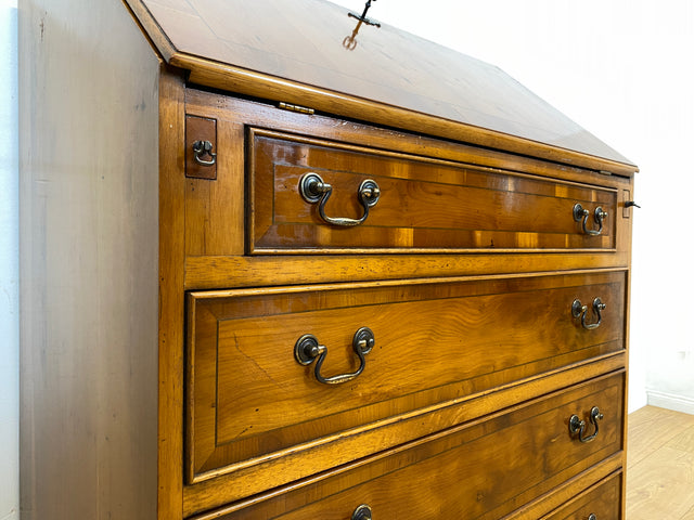 Hübscher Vintage Sekretär in englischem Stil mit stabiler Schreibklappe und Lederschreibunterlage I Schreibkommode Schreibschrank Schreibtisch Kommode Schubladenkommode Regency