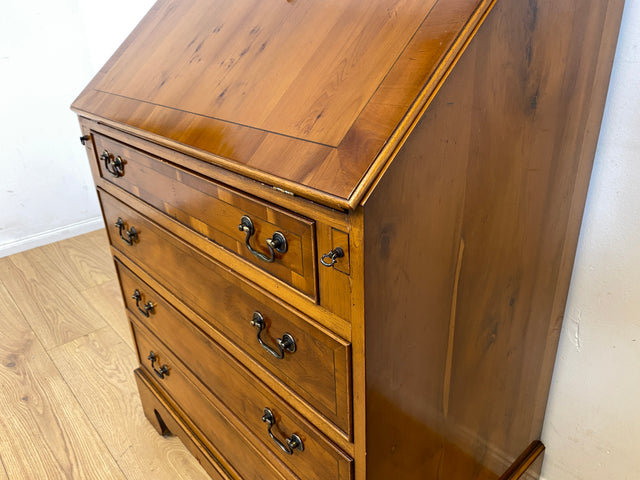 Hübscher Vintage Sekretär in englischem Stil mit stabiler Schreibklappe und Lederschreibunterlage I Schreibkommode Schreibschrank Schreibtisch Kommode Schubladenkommode Regency