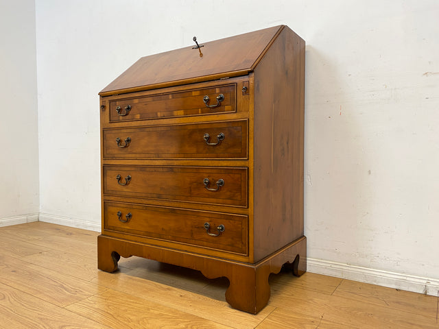 Hübscher Vintage Sekretär in englischem Stil mit stabiler Schreibklappe und Lederschreibunterlage I Schreibkommode Schreibschrank Schreibtisch Kommode Schubladenkommode Regency