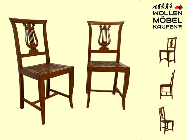 Eleganter und sehr gut erhaltener handverzierter Vintage Stuhl im antiken Stil mit Geflecht I Esszimmerstuhl Holzstuhl Küchenstuhl Dining Chair Jugendstil Stilmöbel I