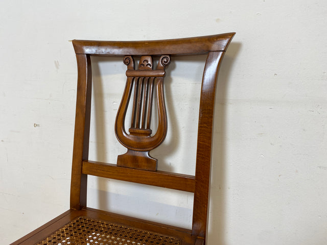 Eleganter und sehr gut erhaltener handverzierter Vintage Stuhl im antiken Stil mit Geflecht I Esszimmerstuhl Holzstuhl Küchenstuhl Dining Chair Jugendstil Stilmöbel I
