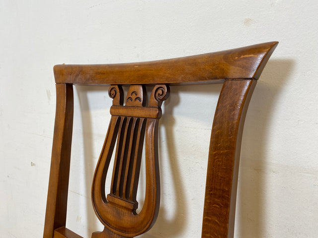 Eleganter und sehr gut erhaltener handverzierter Vintage Stuhl im antiken Stil mit Geflecht I Esszimmerstuhl Holzstuhl Küchenstuhl Dining Chair Jugendstil Stilmöbel I