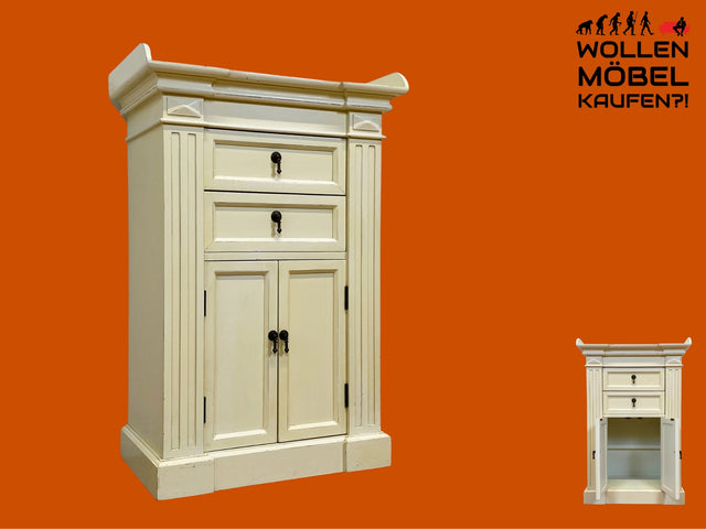 Sehr schöner weißer Vintage Schrank im antiken Stil mit Schubladen und Messinggriffen I Kommode Flurkommode Garderobe Wäschekommode Schuhkommode Schuhschrank Garderobe I