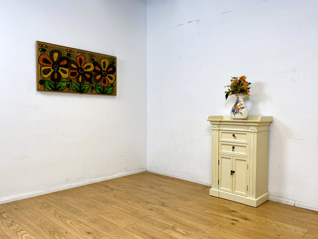 Sehr schöner weißer Vintage Schrank im antiken Stil mit Schubladen und Messinggriffen I Kommode Flurkommode Garderobe Wäschekommode Schuhkommode Schuhschrank Garderobe I