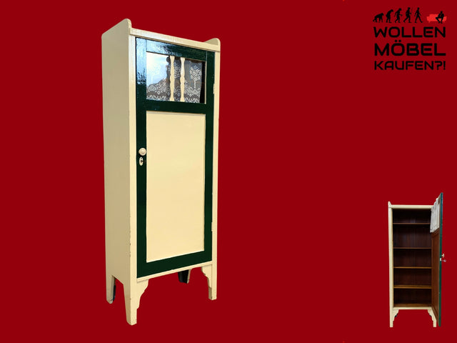 Schöner weißer antiker Hochschrank I Vollholz I Schrank Vitrine Wäscheschrank Highboard Küchenschrank Schuhschrank Flurschrank Bücherschrank Geschirrschrank Jugendstil Vintage I