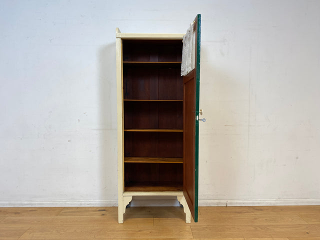 Schöner weißer antiker Hochschrank I Vollholz I Schrank Vitrine Wäscheschrank Highboard Küchenschrank Schuhschrank Flurschrank Bücherschrank Geschirrschrank Jugendstil Vintage I