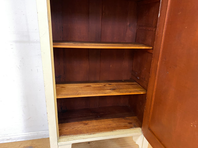 Schöner weißer antiker Hochschrank I Vollholz I Schrank Vitrine Wäscheschrank Highboard Küchenschrank Schuhschrank Flurschrank Bücherschrank Geschirrschrank Jugendstil Vintage I