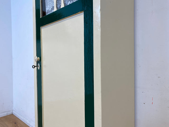 Schöner weißer antiker Hochschrank I Vollholz I Schrank Vitrine Wäscheschrank Highboard Küchenschrank Schuhschrank Flurschrank Bücherschrank Geschirrschrank Jugendstil Vintage I