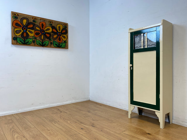 Schöner weißer antiker Hochschrank I Vollholz I Schrank Vitrine Wäscheschrank Highboard Küchenschrank Schuhschrank Flurschrank Bücherschrank Geschirrschrank Jugendstil Vintage I