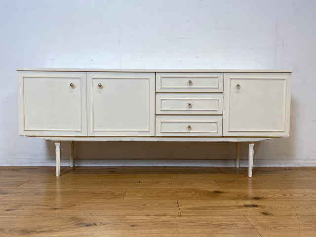 Sehr schönes weißes 70er Jahre Sideboard mit Schubladen & hübschen Originalgriffen I Kommode Anrichte Schrank TV Lowboard Bank Fernsehkommode Wäschekommode Retro Vintage I