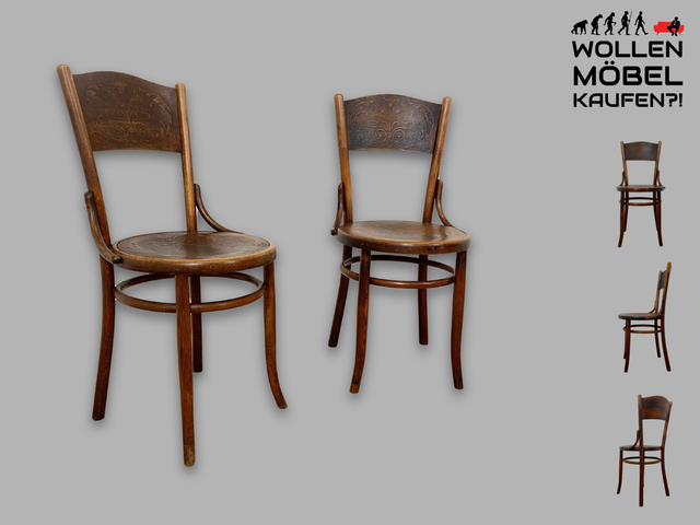 Wunderbarer antiker Bugholzstuhl von Fischel , früher Thonet ,  für Wien & Niemes Böhmen mit geprägten Ornamenten