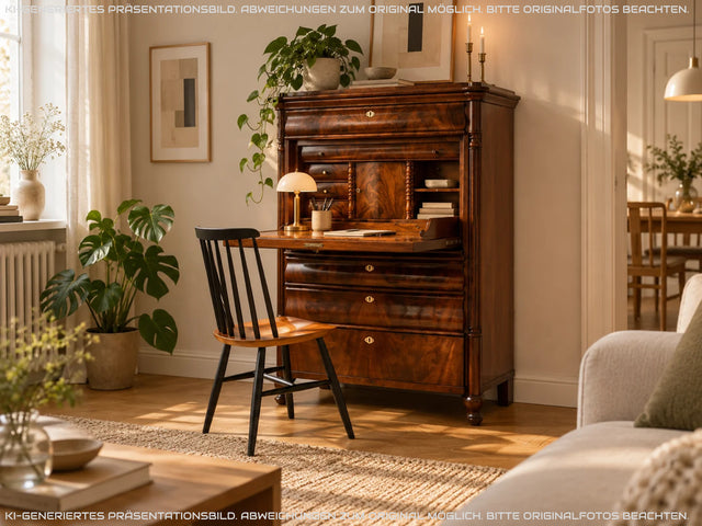 Edler antiker Schreibsekretär mit ausziehbarer Schreibunterlage I um 1840, Massivholz in Nussbaum I Sekretär Schreibschrank Schreibkommode Highboard Schrank Anrichte Biedermeier Vintage I