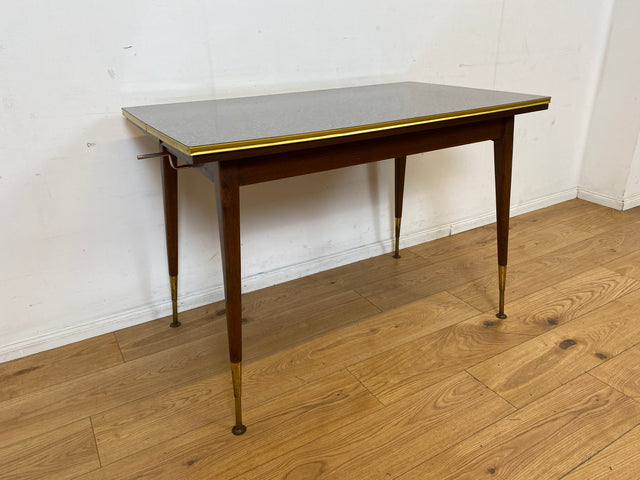 Sehr gut erhaltener auszieh- & höhenverstellbarer Mid-Century Tisch mit pflegeleichter Resopal Tischplatte I Multifunktionstisch Küchentisch Esstisch Couchtisch Retro Vintage 50er 60er I