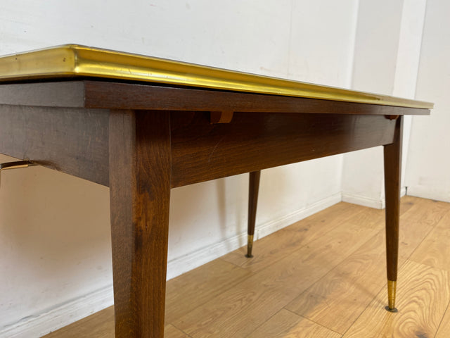 Sehr gut erhaltener auszieh- & höhenverstellbarer Mid-Century Tisch mit pflegeleichter Resopal Tischplatte I Multifunktionstisch Küchentisch Esstisch Couchtisch Retro Vintage 50er 60er I