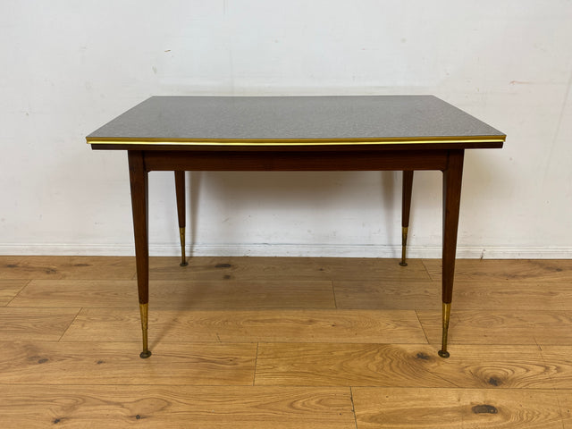 Sehr gut erhaltener auszieh- & höhenverstellbarer Mid-Century Tisch mit pflegeleichter Resopal Tischplatte I Multifunktionstisch Küchentisch Esstisch Couchtisch Retro Vintage 50er 60er I