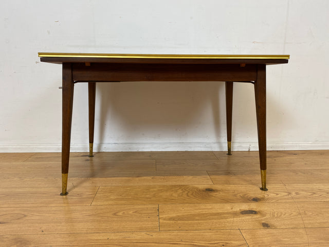 Sehr gut erhaltener auszieh- & höhenverstellbarer Mid-Century Tisch mit pflegeleichter Resopal Tischplatte I Multifunktionstisch Küchentisch Esstisch Couchtisch Retro Vintage 50er 60er I