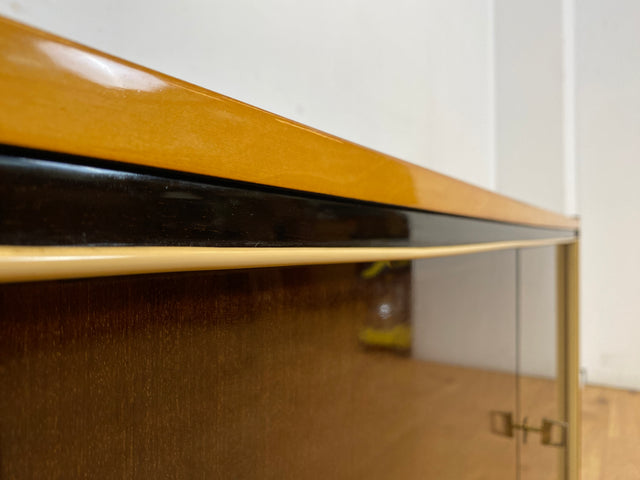 Stilvolles dunkles 60er Jahre Sideboard mit konischen Füßen und Messing Beschlag I Kommode Schrank Wäschekommode Fernsehkommode TV Lowboard Board 50er Rockabilly Vintage I