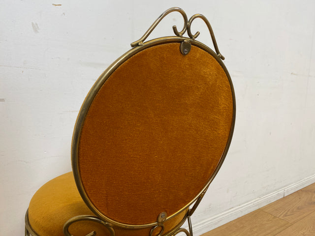 Sehr eleganter und gut erhaltener goldener 60er Jahre Stuhl aus Metall mit Samtbezug I Salonstuhl Metallstuhl Esszimmerstuhl Schreibtischstuhl Küchenstuhl Vintage I