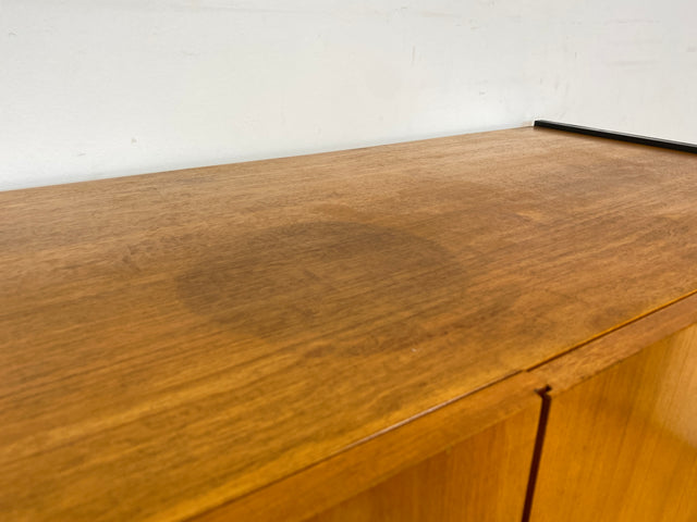 Stilvoller heller Mid-Century Wohnzimmerschrank aus 1969 mit Vitrine und Schubladen I Schrank Highboard Bücherschrank Kommode Sideboard Geschirrschrank Vintage Retro 70er