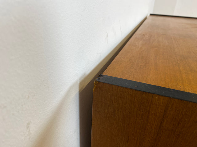 Stilvoller heller Mid-Century Wohnzimmerschrank aus 1969 mit Vitrine und Schubladen I Schrank Highboard Bücherschrank Kommode Sideboard Geschirrschrank Vintage Retro 70er