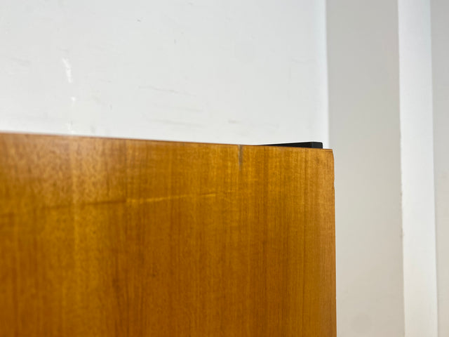 Stilvoller heller Mid-Century Wohnzimmerschrank aus 1969 mit Vitrine und Schubladen I Schrank Highboard Bücherschrank Kommode Sideboard Geschirrschrank Vintage Retro 70er