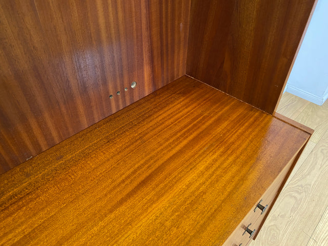 Sehr schöner modularer Mid-Century Bücherschrank auf neuen Metallfüßen mit Schubladen I Regal Bücherregal Highboard Kommode Regalwand Wohnwand Vintage Retro 60er I