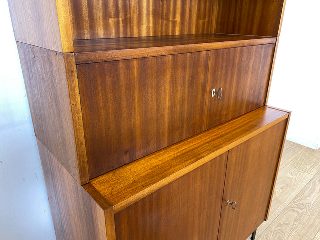 WMK I Schönes und geräumiges modulares Mid-Century Highboard auf neuen Metallfüßen mit Regal Fach I Schrank Bücherschrank Kommode Sideboard Wäschekommode Vintage Retro 60er I