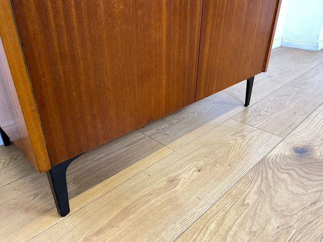 WMK I Schönes und geräumiges modulares Mid-Century Highboard auf neuen Metallfüßen mit Regal Fach I Schrank Bücherschrank Kommode Sideboard Wäschekommode Vintage Retro 60er I