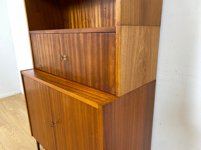 WMK I Schönes und geräumiges modulares Mid-Century Highboard auf neuen Metallfüßen mit Regal Fach I Schrank Bücherschrank Kommode Sideboard Wäschekommode Vintage Retro 60er I