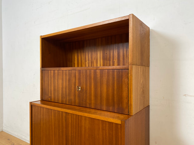 WMK I Schönes und geräumiges modulares Mid-Century Highboard auf neuen Metallfüßen mit Regal Fach I Schrank Bücherschrank Kommode Sideboard Wäschekommode Vintage Retro 60er I