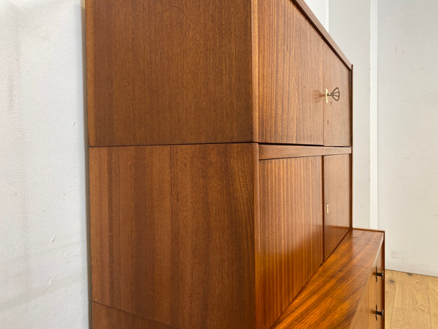 Schönes und geräumiges modulares Mid-Century Highboard auf neuen Metallfüßen mit Schubladen I Schrank Kommode Sideboard Geschirrschrank Bücherschrank Vintage Retro 60er I