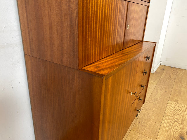 Schönes und geräumiges modulares Mid-Century Highboard auf neuen Metallfüßen mit Schubladen I Schrank Kommode Sideboard Geschirrschrank Bücherschrank Vintage Retro 60er I