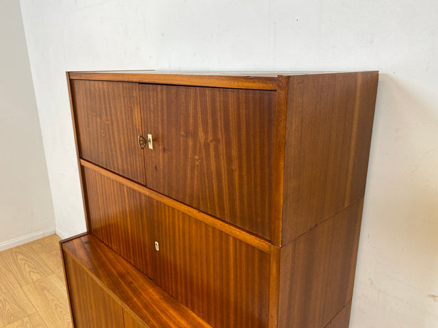 Schönes und geräumiges modulares Mid-Century Highboard auf neuen Metallfüßen mit Schubladen I Schrank Kommode Sideboard Geschirrschrank Bücherschrank Vintage Retro 60er I