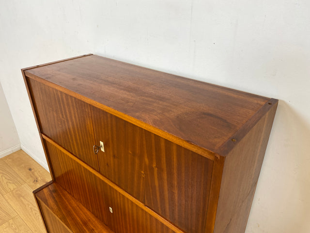 Schönes und geräumiges modulares Mid-Century Highboard auf neuen Metallfüßen mit Schubladen I Schrank Kommode Sideboard Geschirrschrank Bücherschrank Vintage Retro 60er I