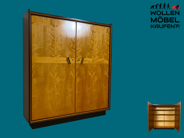 Stilvoller und besonders schmaler Mid-Century Schrank mit Regalböden I Flurschrank Wäscheschrank Kleiderschrank Garderobe Schuhschrank Rockabilly Vintage 50er 60er I