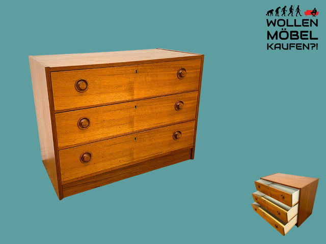 Stilvolle & sehr gut erhaltene skandinavische Kommode in Teakholz mit Schubladen & Holzgriffen I Schubladenkommode Sideboard Wäschekommode 60er 70er Vintage Danish Design I