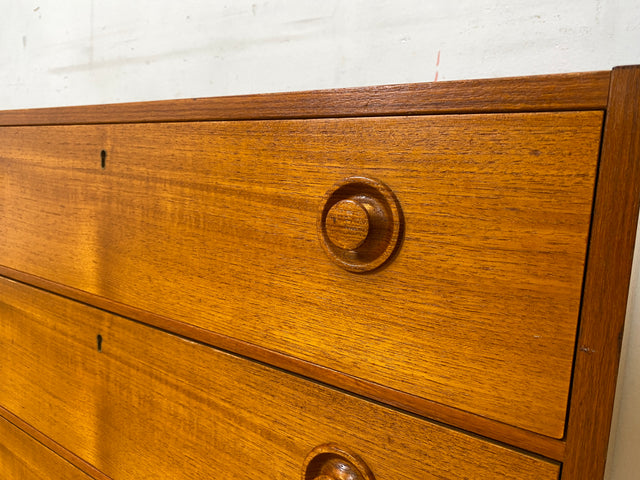 Stilvolle & sehr gut erhaltene skandinavische Kommode in Teakholz mit Schubladen & Holzgriffen I Schubladenkommode Sideboard Wäschekommode 60er 70er Vintage Danish Design I