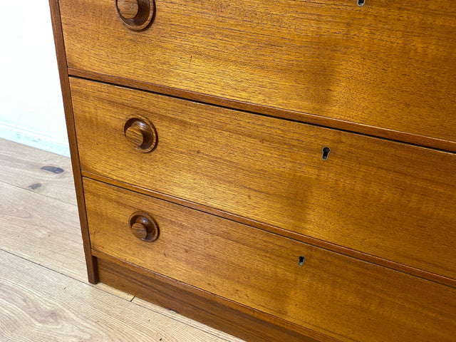 Stilvolle & sehr gut erhaltene skandinavische Kommode in Teakholz mit Schubladen & Holzgriffen I Schubladenkommode Sideboard Wäschekommode 60er 70er Vintage Danish Design I