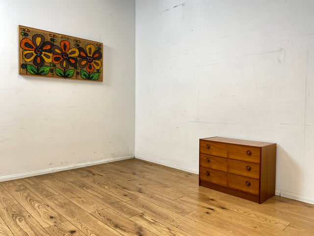 Stilvolle & sehr gut erhaltene skandinavische Kommode in Teakholz mit Schubladen & Holzgriffen I Schubladenkommode Sideboard Wäschekommode 60er 70er Vintage Danish Design I