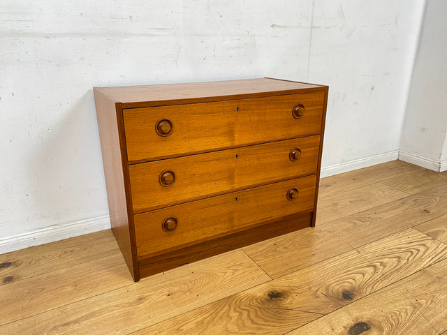 Stilvolle & sehr gut erhaltene skandinavische Kommode in Teakholz mit Schubladen & Holzgriffen I Schubladenkommode Sideboard Wäschekommode 60er 70er Vintage Danish Design I