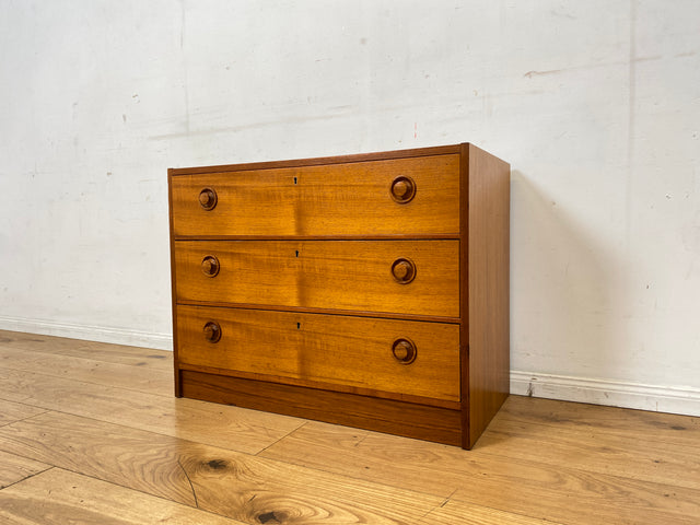 Stilvolle & sehr gut erhaltene skandinavische Kommode in Teakholz mit Schubladen & Holzgriffen I Schubladenkommode Sideboard Wäschekommode 60er 70er Vintage Danish Design I