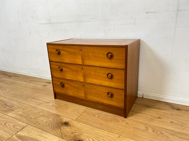 Stilvolle & sehr gut erhaltene skandinavische Kommode in Teakholz mit Schubladen & Holzgriffen I Schubladenkommode Sideboard Wäschekommode 60er 70er Vintage Danish Design I