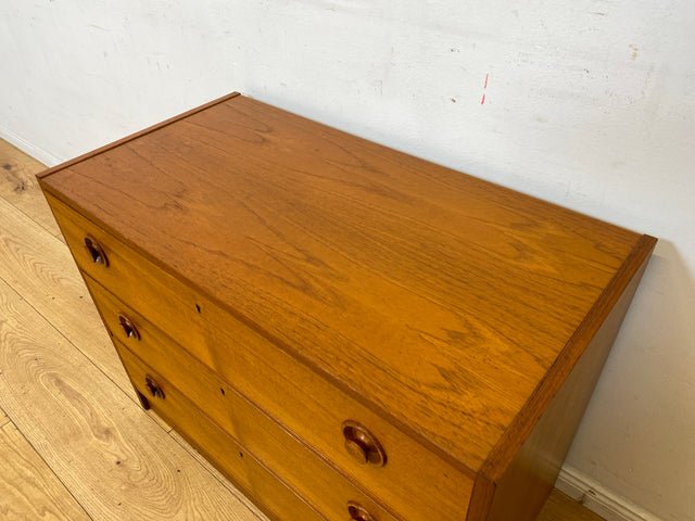 Stilvolle & sehr gut erhaltene skandinavische Kommode in Teakholz mit Schubladen & Holzgriffen I Schubladenkommode Sideboard Wäschekommode 60er 70er Vintage Danish Design I