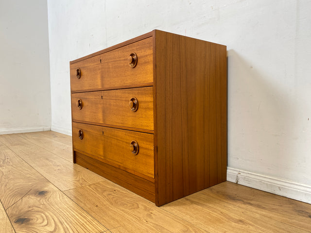 Stilvolle & sehr gut erhaltene skandinavische Kommode in Teakholz mit Schubladen & Holzgriffen I Schubladenkommode Sideboard Wäschekommode 60er 70er Vintage Danish Design I
