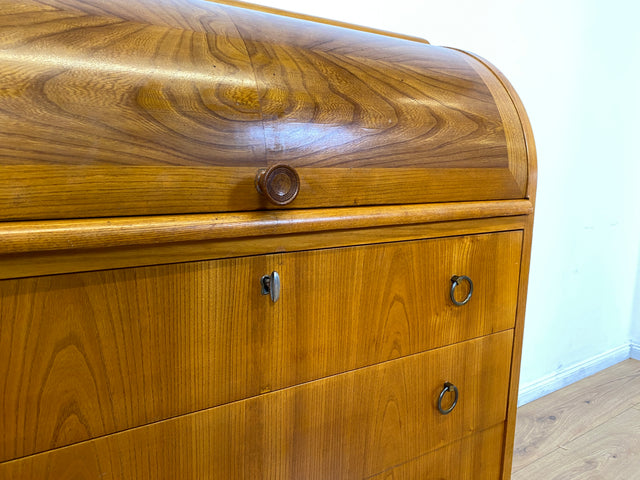 Formschöner skandinavischer Mid-Century Sekretär aus vollem Holz in Ulme I Schreibkommode Schreibschrank Schreibtisch Kommode Schminkkommode Wäschekommode 70er Vintage