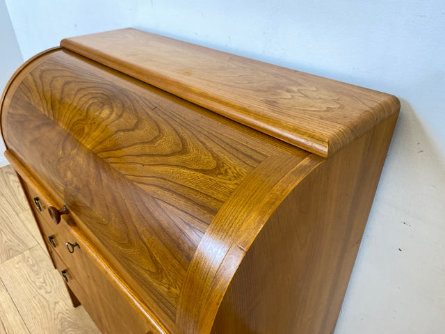 Formschöner skandinavischer Mid-Century Sekretär aus vollem Holz in Ulme I Schreibkommode Schreibschrank Schreibtisch Kommode Schminkkommode Wäschekommode 70er Vintage