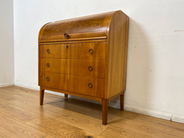Formschöner skandinavischer Mid-Century Sekretär aus vollem Holz in Ulme I Schreibkommode Schreibschrank Schreibtisch Kommode Schminkkommode Wäschekommode 70er Vintage